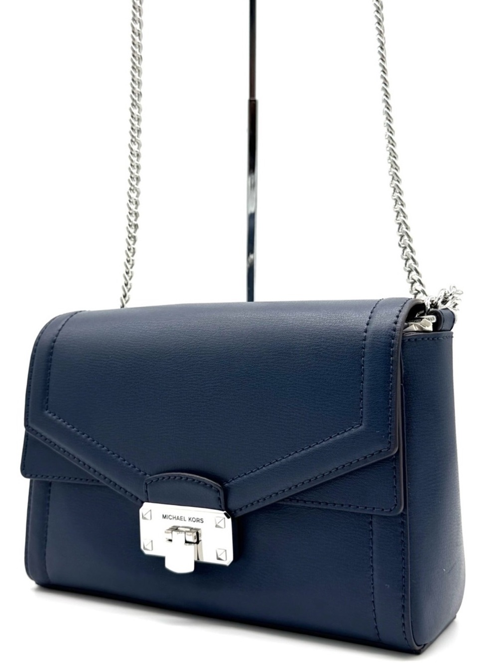 Michael Kors Kinsley Medium Shoulder Flap Crossbody Bag Navy Blue